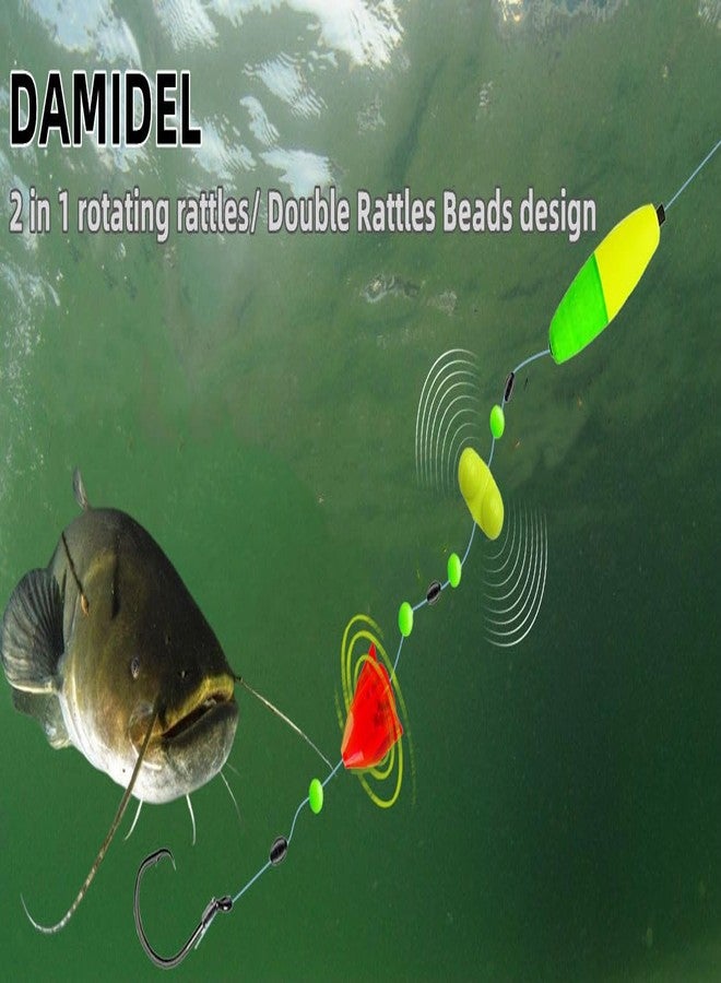 DAMIDEL 6Pcs Catfish Fishing Rigs Ready Kit，2 in 1 rotating rattles/Double Rattles Beads, Float Rigs Tackle Santee Rig Peg Catfish，Free adjustment in freshwter and saltwater - Image 2