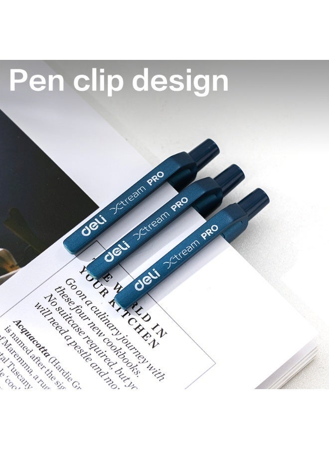 Deli Q11-BL Xtream Pro Ballpoint Pens, 0.7mm Blue Ink, Smooth Writing Pens with Soft Grip, Retractable Design, 12-Pack for Office & School. - Image 3