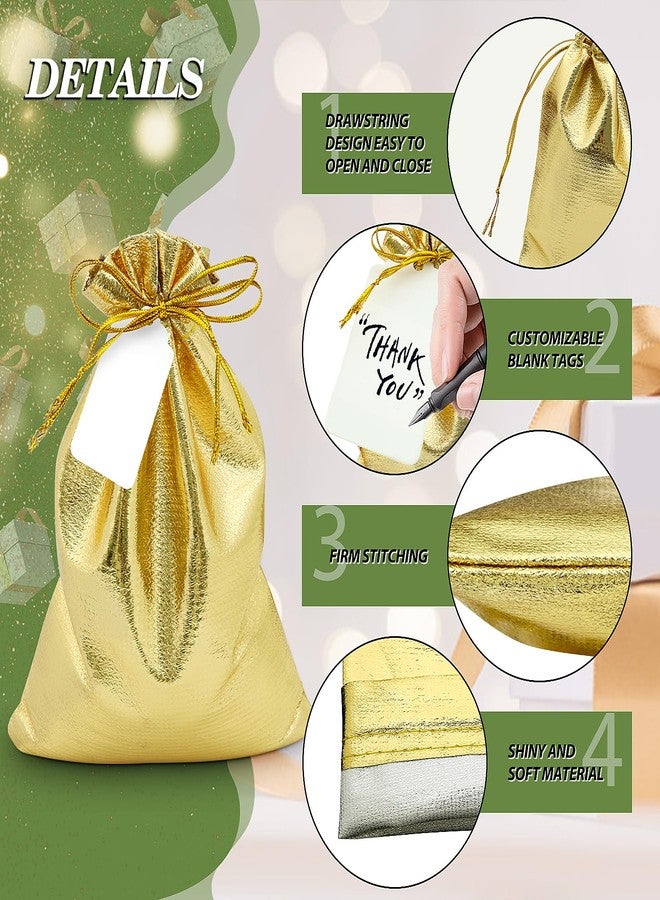 DOYIDE 50Pcs Gold Drawstring Gift Bags, 8x12in Jewelry Bags Drawstring Pouches, Shiny Wedding Party Favor Bags, Sachet Bags Empty for Birthday Party Christmas Baby Shower Candy Favors - Image 3
