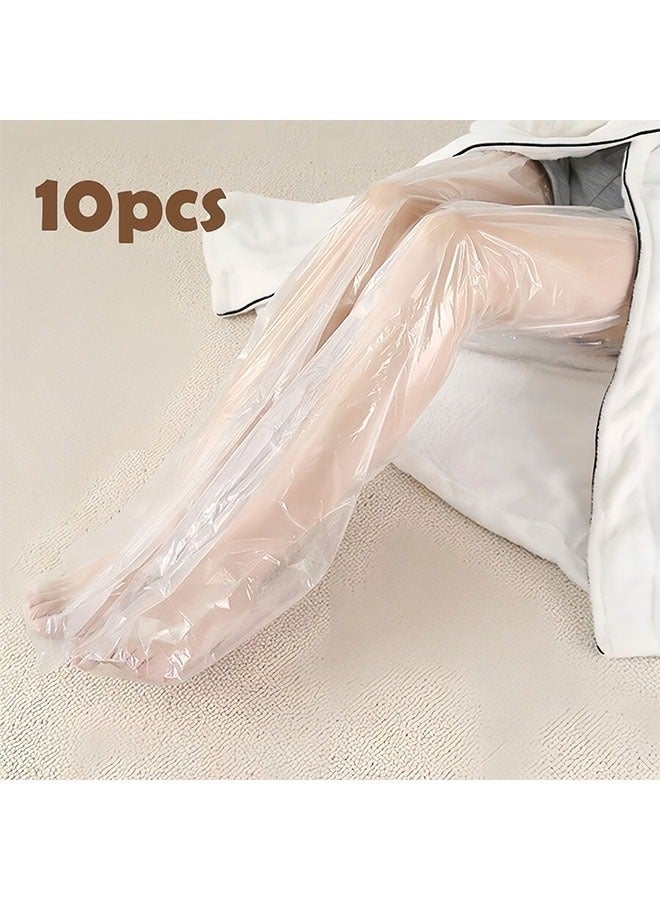 GlamKit 10PCS Disposable Leg Foot Covers, PE Plastic Film for Leg & Foot Mask, Waterproof Transparent Skin Care Sleeves for Men & Women, Home Salon Use - Image 1