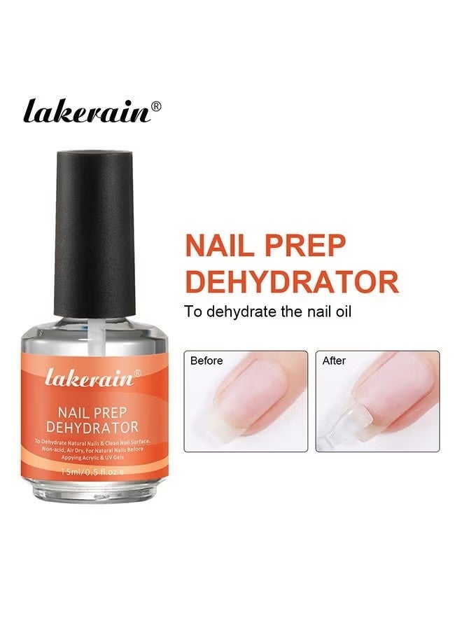 lakerain Nail Dehydrator and Primer, 2 Pcs 15ml Gel Nail Polish Acid Free Natural Nail Prep Dehydrate&Bond Primer Nail Bond, Air Dry Superior Bonding Primer for Acrylic Powder Nail Supplies Set - Image 3