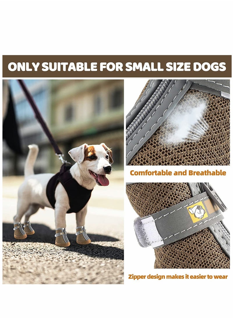 KASTWAVE Dog Shoes 4 Pcs Size 3 Anti Slip Breathable Waterproof Dog Booties Boot Paw Protector for Small Dog Dog Hiking Shoes with Reflective Adjustable Strap Zipper Puppy Shoe for Hot Pavement Winter Snow  - Image 5
