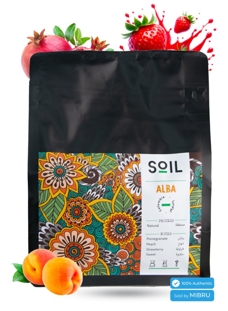 SOIL Coffee Bean Colompia Alba Treated, dried dryer for Espresso and Filter V60 Unground Roasted Coffee Beans for Specialty Luxury Coffee 250g Dairy and Drip Maker Coffee - Image 1
