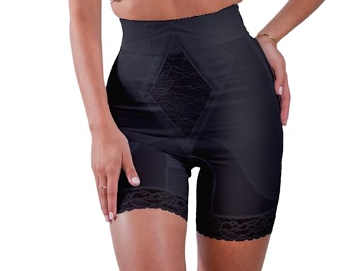 Rago 6206 - High Waist Long Leg Shaper | Made in USA | No Top Roll Waistband | Quality Material | Medium Control | Black L/30 - Image 1