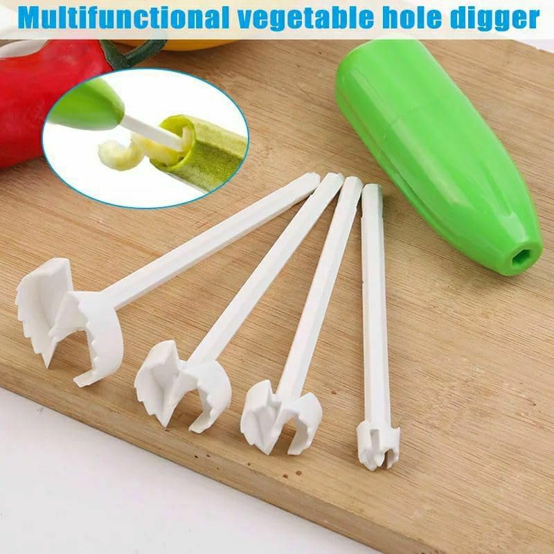 Multi-Use Plastic Manual Vegetable Fruit Corer Cutter Set - 4 Pieces - Image 5
