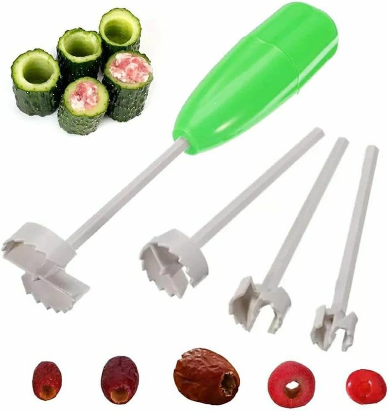 Multi-Use Plastic Manual Vegetable Fruit Corer Cutter Set - 4 Pieces - Image 4