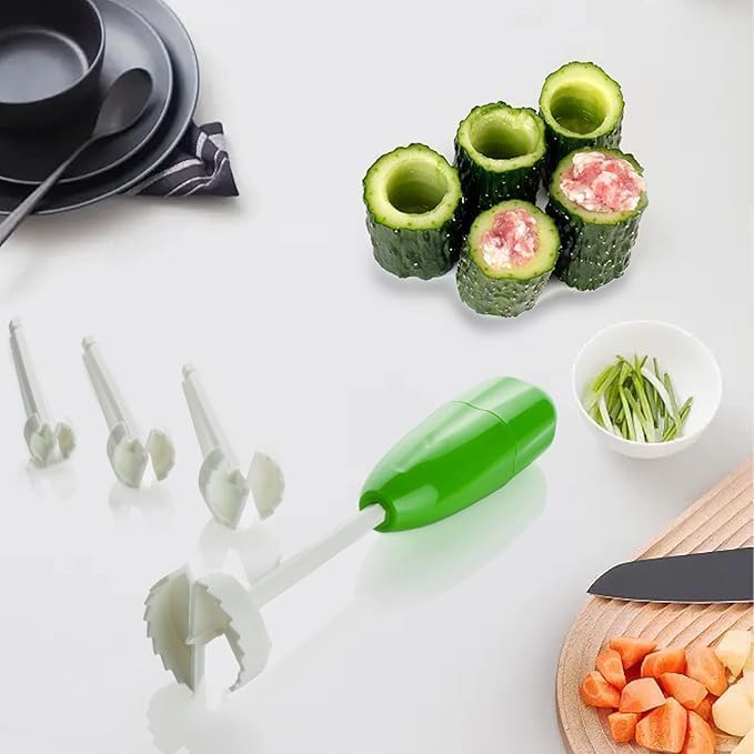 Multi-Use Plastic Manual Vegetable Fruit Corer Cutter Set - 4 Pieces - Image 2