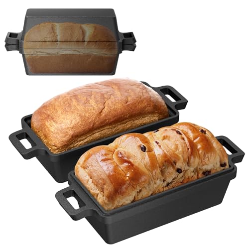 Heimekite 9×5 Inch Cast Iron Loaf Pan with Lid, bread pans for baking, 2 Piece Set | Even Heat Distribution Bread Baking Pan for Homemade Sandwich Bread, Banana Bread, Cakes, Meatloaf - Image 1