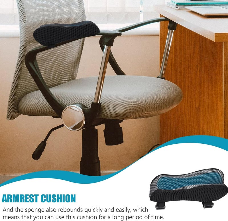 PRETYZOOM Memory Foam Gel Armrest Pad for Office and Gaming Chairs Ergonomic Elbow Cushion with Anti-Slip Bottom Pressure Relief Support for Elbows and Forearms Fit for Task Chairs - Image 3