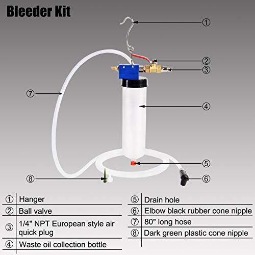 YSTOOL Brake and Clutch Fluid Pneumatic Vacuum Bleeder Bleeding Tool Kit to Change Brake Clutch Oil Power Steering Oil Engine Oil for Auto Car Truck Motorcycle Use - Image 2