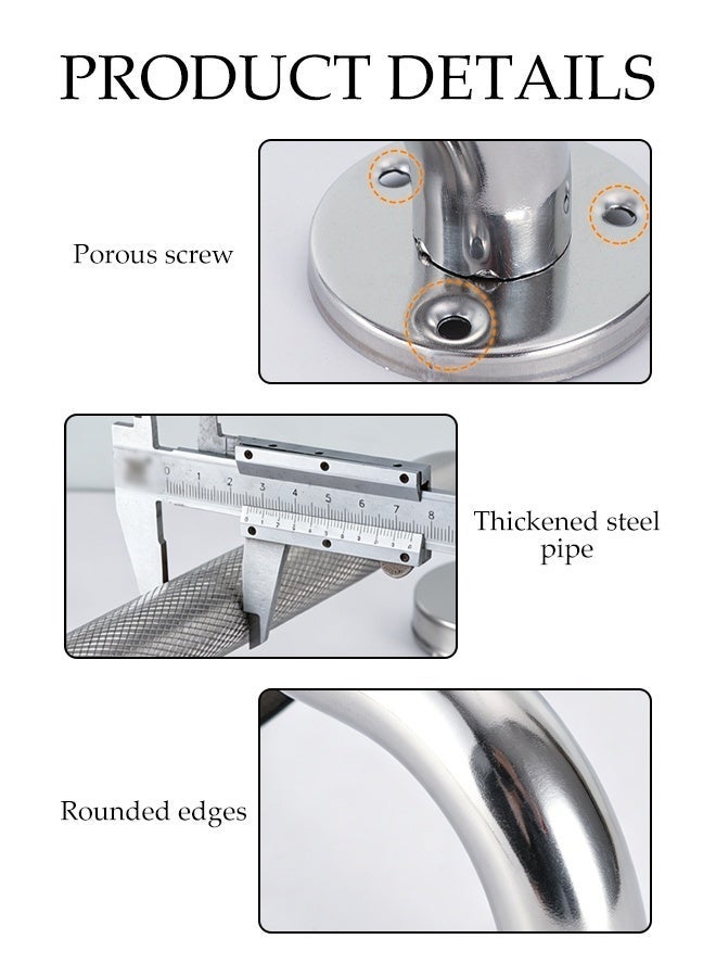 DUNISO 2 PCS Bathroom Grab Bars Handle, Anti-Slip Stainless Steel Safety Handrail,Heavy Duty Wall Mounted Shower Rail Support,Scratch Resistant, Moisture-Proof, Rust Proof,for Shower, Toilet, Bathtub,Elderly, Seniors, Handicap, Disabled - Image 3