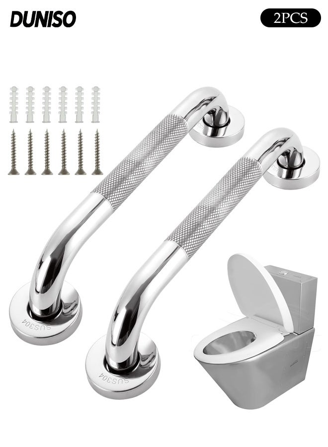 DUNISO 2 PCS Bathroom Grab Bars Handle, Anti-Slip Stainless Steel Safety Handrail,Heavy Duty Wall Mounted Shower Rail Support,Scratch Resistant, Moisture-Proof, Rust Proof,for Shower, Toilet, Bathtub,Elderly, Seniors, Handicap, Disabled - Image 1