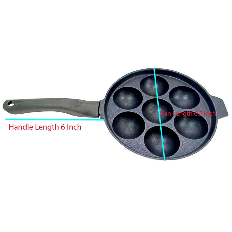 DBY Appam Pan Non Stick Appam Patra Aluminium Appachatty Paniyaram 7 Cavity Paniyarakkal Patra Egg Pan Maker Appe with Stainless Steel Lid - Image 2