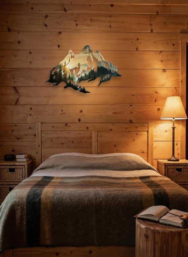 Bnesi Metal Mountain Wall Art Nature Decor Floating Mountains Metal Art Outdoor Wall Art Ideal for Nature-Themed Spaces (Forest) - Image 3