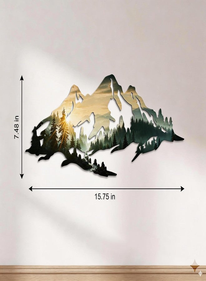 Bnesi Metal Mountain Wall Art Nature Decor Floating Mountains Metal Art Outdoor Wall Art Ideal for Nature-Themed Spaces (Forest) - Image 4