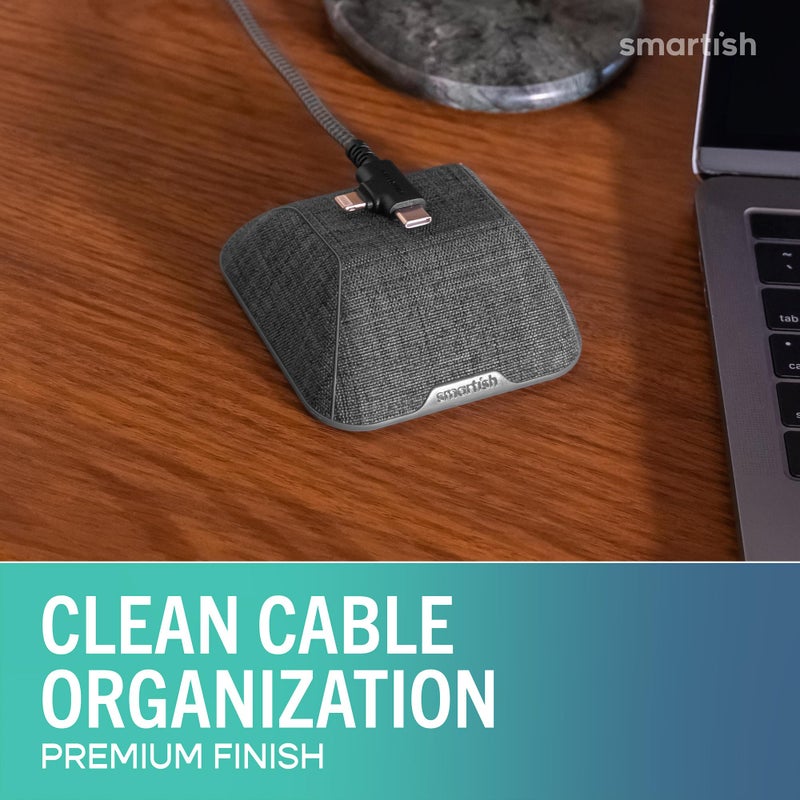 SmartishÂ® Magnetic Cord Holder - Cable Wrangler Organizer with Magnet Clips for Charger Management on Desktop, Nightstand for USB-C + Lightning - No 2 Pencil Gray - Image 2