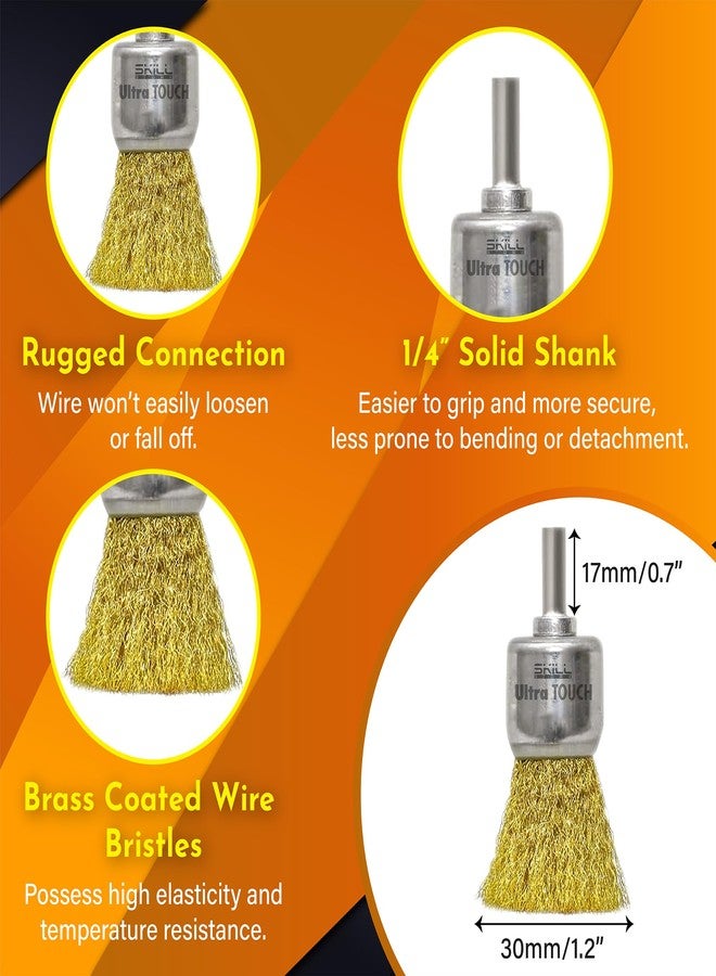 Ultra Touch Brass Coated Crimped Spindle Wire Brush | 1/4 Inch Shank | Wire Diameter 0.30 mm | Wear Resistant Long Lasting | For Drills and Rotary Tools (16mm) - Image 4