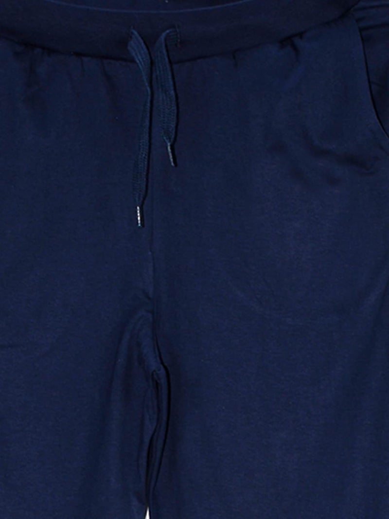 KiddoPanti 100% Cotton Track Pants for Boys & Girls | Soft Single Jersey Fabric | Elastic Waist with Drawcord | Full Length with Rib Hem & Pockets | Joggers and Lowers for Kids, Navy - 8-10Y - Image 4