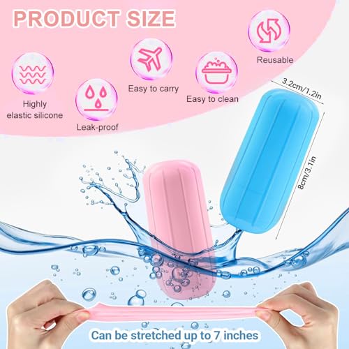 MAYCREATE® 4pcs Leakproof Sleeves for Travel Bottles for Toiletries, Reusable Silicone Covers Anti-leak Elastic Sleeves for Travel Container Spray Bottles - Image 2