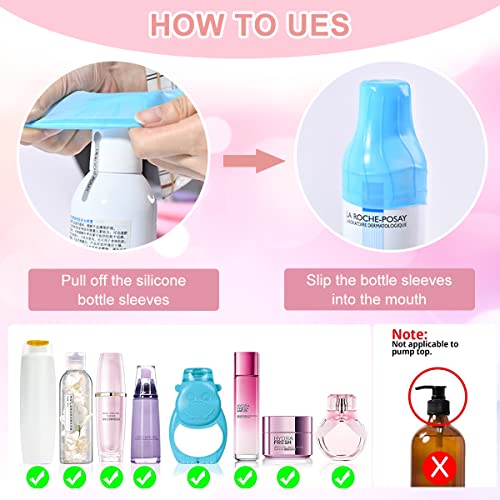 MAYCREATE® 4pcs Leakproof Sleeves for Travel Bottles for Toiletries, Reusable Silicone Covers Anti-leak Elastic Sleeves for Travel Container Spray Bottles - Image 3