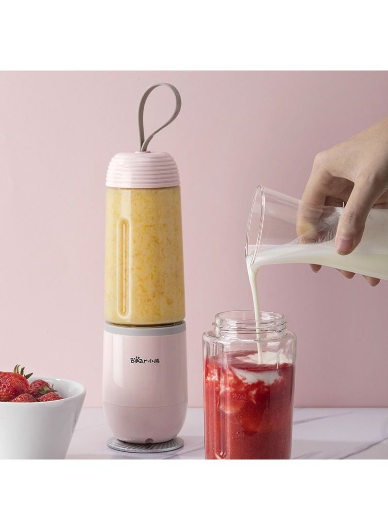 Bear Portable Corded Electric Smoothie Blender 350ml pink  - Image 1