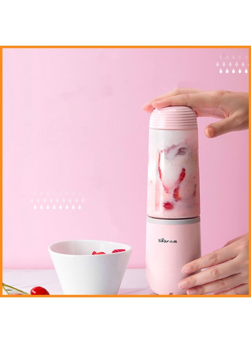 Bear Portable Corded Electric Smoothie Blender 350ml pink  - Image 2