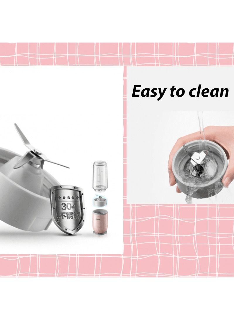 Bear Portable Corded Electric Smoothie Blender 350ml pink  - Image 5