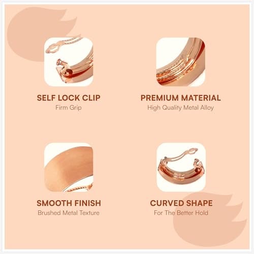 Sanas Copper Barrette Hair Clips For Women Daily Use (1Pc) Premium Clips For Hair Back Clips For Women Stylish Latest Metal Hair Accessories For Woman Wedding Indian (1Pc) (Brushed Copper Shade) - Image 4