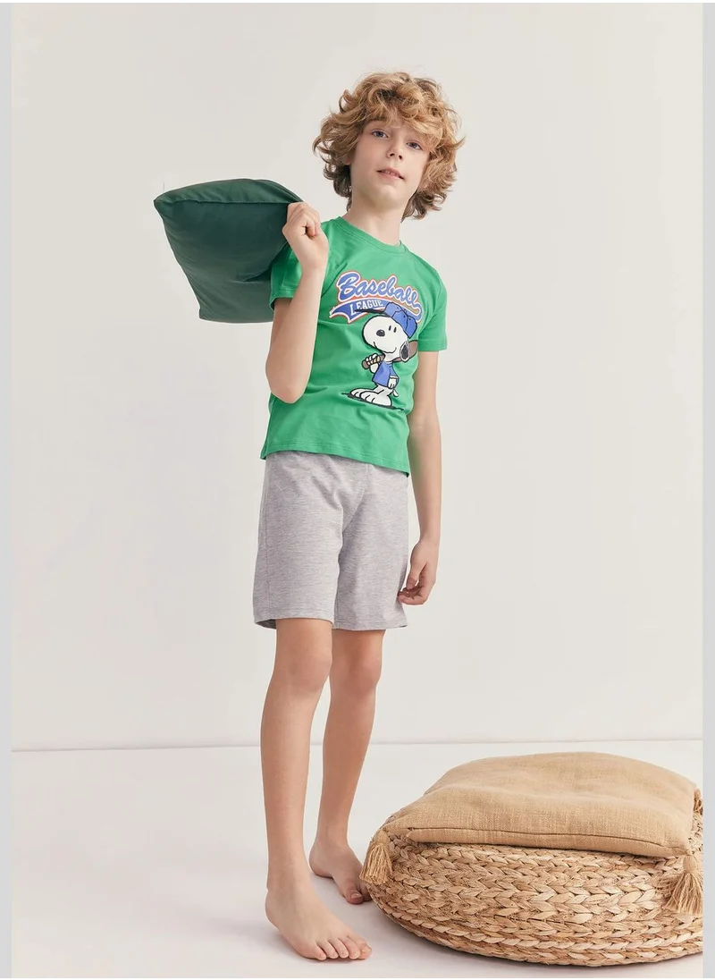 ديفاكتو Boy Crew Neck Short Sleeve Homewear Knitted Pyjamas