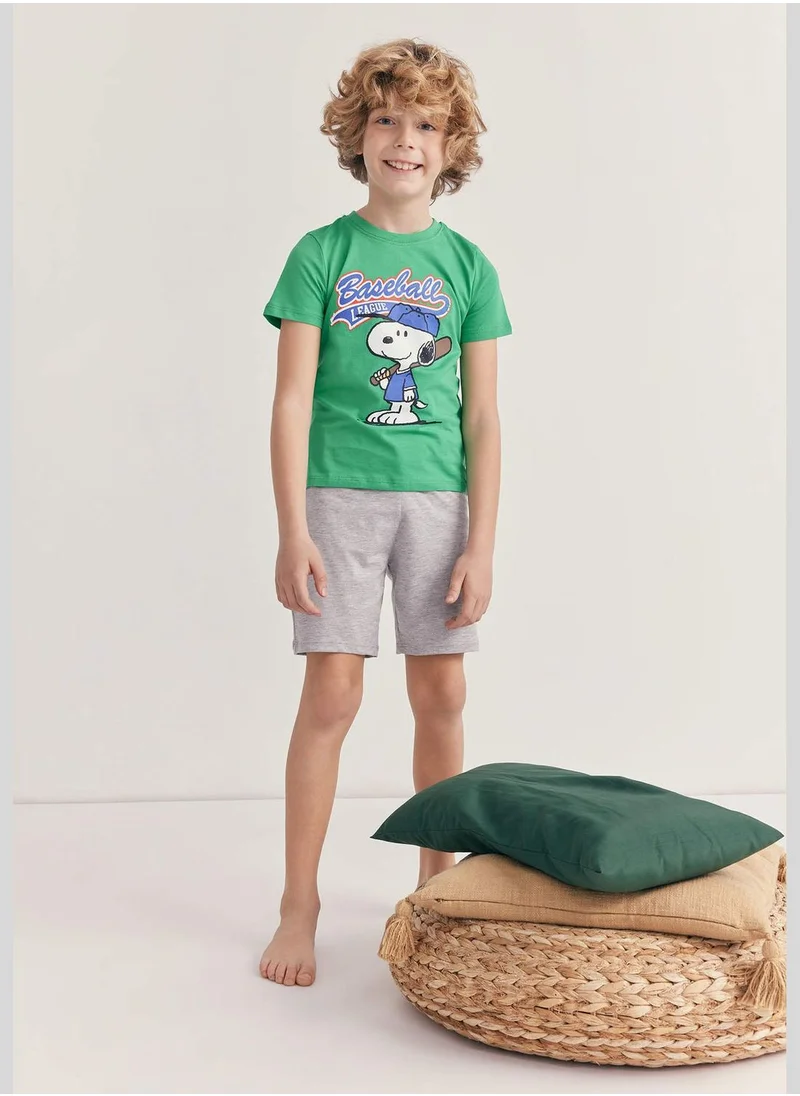 ديفاكتو Boy Crew Neck Short Sleeve Homewear Knitted Pyjamas