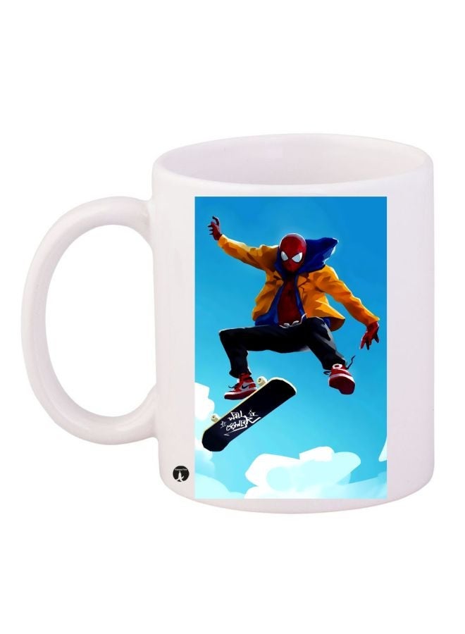 RYN Spider-Man Printed Coffee Mug White/Blue/Yellow 11ounce