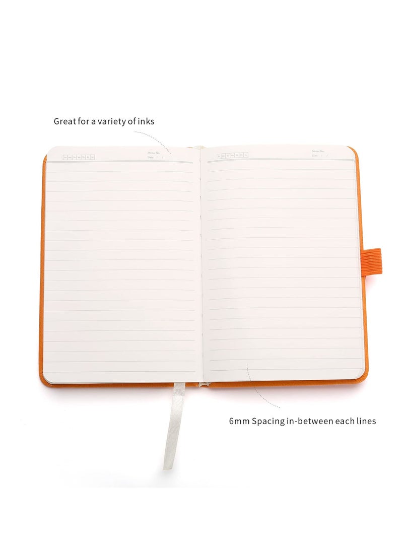 Pocket Notebook, 2 Pack Small Notebook with Pen, A6 Size Journal Hardcover 3.7”x5.5” Mini Notepad 100Gsm Thick Paper for Office, School (160 Pages, Orange)