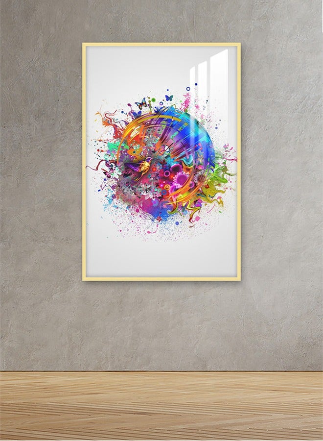 ماركتنا لوحة جدارية120×80سم مع برواز ذهبي وطبقة اكريلك شفاف بتصميم تجريدي - Image 1