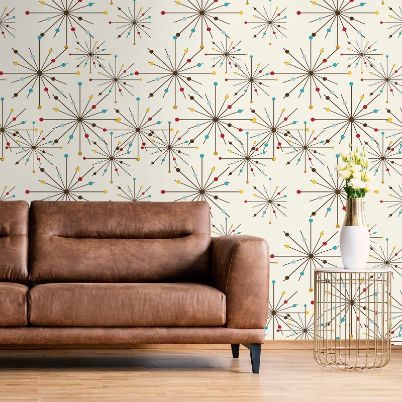 MotiMind Mid Century Wallpaper 15.75" x 118" Mid Century Modern Peel and Stick Wallpaper Atomic Retro Wall Decals1950S for Bedroom Drawers Cabinets Wall Decor - Image 5