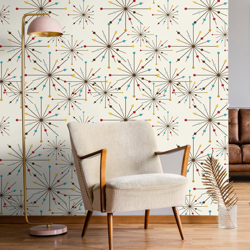MotiMind Mid Century Wallpaper 15.75" x 118" Mid Century Modern Peel and Stick Wallpaper Atomic Retro Wall Decals1950S for Bedroom Drawers Cabinets Wall Decor - Image 3