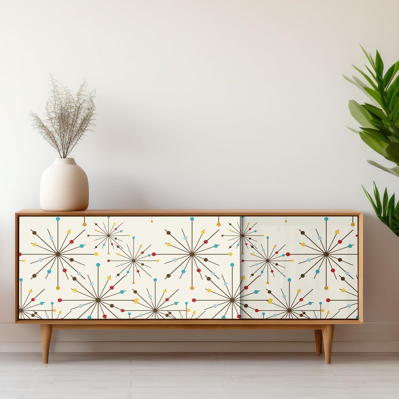 MotiMind Mid Century Wallpaper 15.75" x 118" Mid Century Modern Peel and Stick Wallpaper Atomic Retro Wall Decals1950S for Bedroom Drawers Cabinets Wall Decor - Image 4