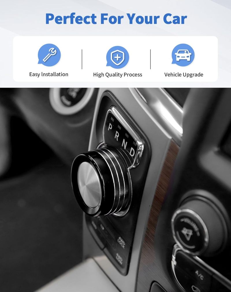 Gear Shift Knob Cover: Black Aluminum Alloy - Corrosion Resistant & Easy Installation Shifter Bezel Cover for 2013-2017 Ram, 2014-2017 Durango Truck Interior Upgrade - Image 3