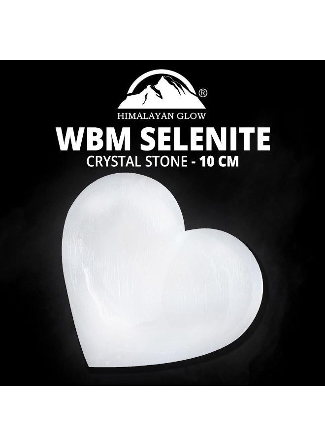 Himalayan Glow Himalayan Glow 10cm Selenite Crystal Heart Stone for Healing and Meditation, Stone-10 cm, White  - Image 2