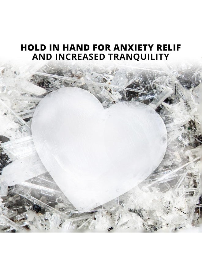 Himalayan Glow Himalayan Glow 10cm Selenite Crystal Heart Stone for Healing and Meditation, Stone-10 cm, White  - Image 4