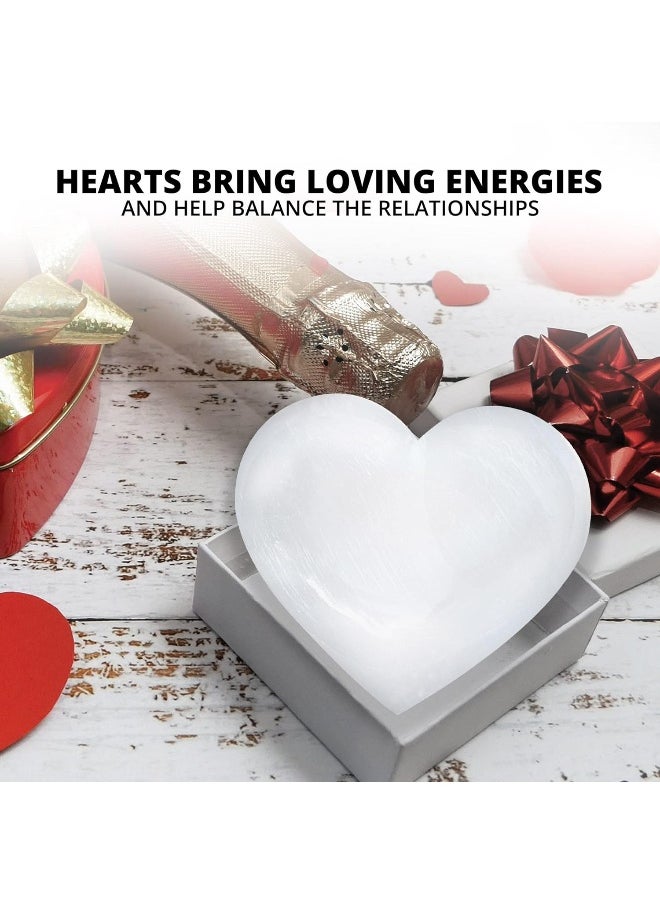 Himalayan Glow Himalayan Glow 10cm Selenite Crystal Heart Stone for Healing and Meditation, Stone-10 cm, White  - Image 3
