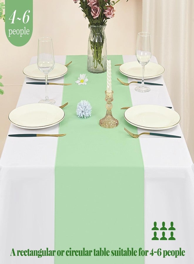FXKS 12 Pack Sage Green Table Runner 12 x 72 Inch Long Rustic Farmhouse Wedding Table Runner,Washable and Reusable 6 FT Polyester Table Runners for Wedding Birthday Party Banquet Table Decorations - Image 3