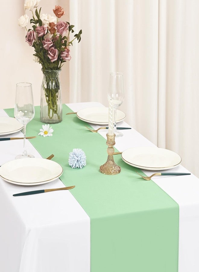 FXKS 12 Pack Sage Green Table Runner 12 x 72 Inch Long Rustic Farmhouse Wedding Table Runner,Washable and Reusable 6 FT Polyester Table Runners for Wedding Birthday Party Banquet Table Decorations - Image 4