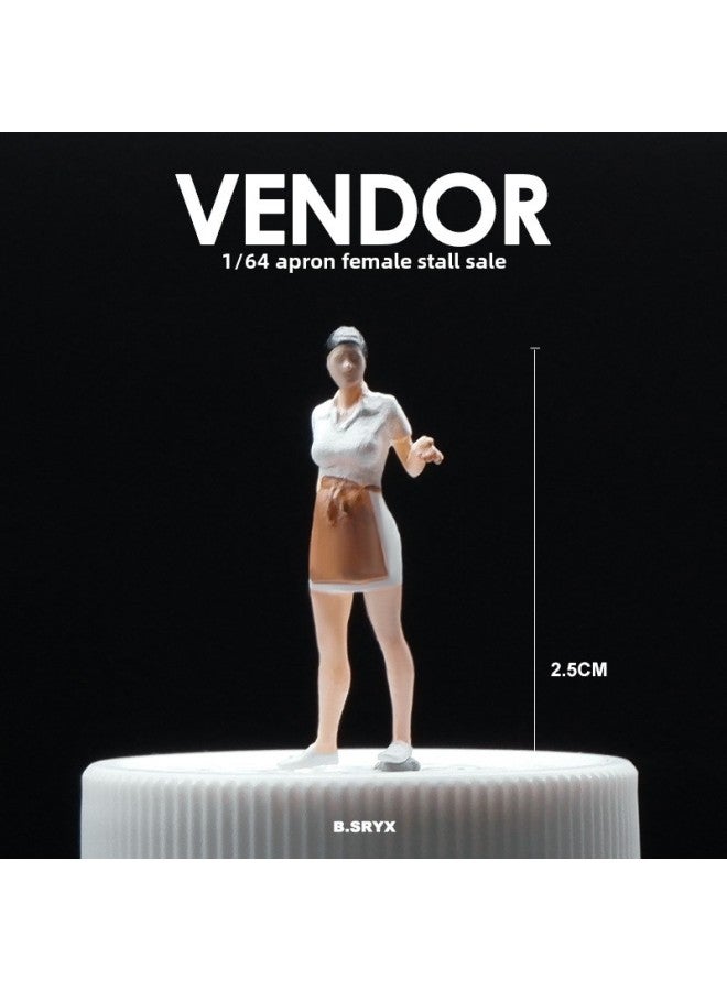 1/64 Scale Miniature Doll Model Toy Handheld Figurine Decorative Scene Prop Sandbox Companion Character-Color:Apron Female Vendor - Image 1