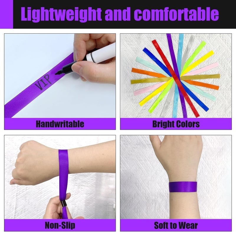 Comflora 100 Pcs Cloth Event Wristband, Disposable Wristbands for Events, Colored Wristbands Events,for Lightweight Concert,Club Entrance Wrist Strap Party Wristband Event (Color : Purple1) - Image 3