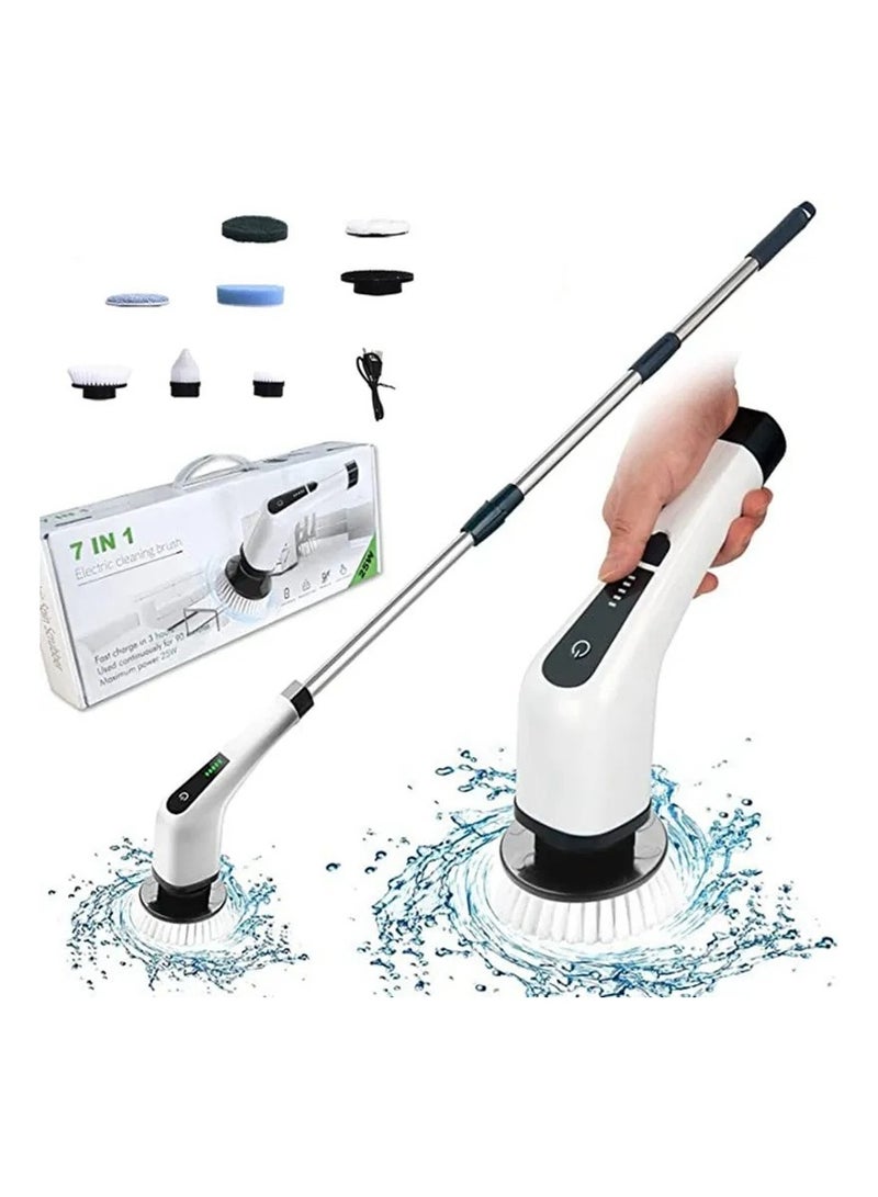 Beauenty Electric Spin Scrubber Cordless Cleaning Brush with 7 Replaceable Brush Heads and Adjustable Extension Handle,Power Shower Scrubber for Bathroom,Floor,Shower,Tile and Car - Image 2