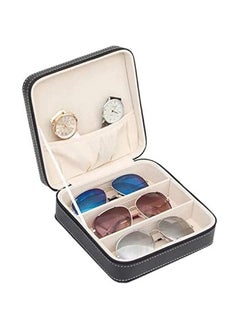 RYNX 3Slot Leather Travel Sungl Organizer Collector Jewelry Storage Case Box Eyegles Eyewear Display Case Jewelry Watch Organizer Sungles Jewelry Collection Case Sungl Holder Box  - Image 1