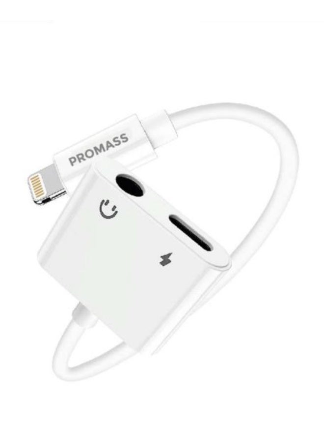PROMASS PM-0312 Lightning to 3.5mm Audio + Charging Adapter OTG – Listen to Music While Charging