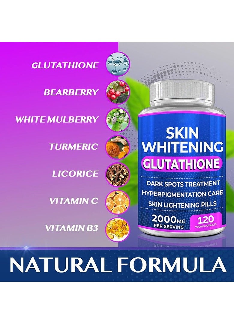 SKIN Glutathione Skin Whitening Capsules – 2000mg, 120 Count – Advanced Brightening Supplement for Hyperpigmentation & Dark Spots  - Image 4