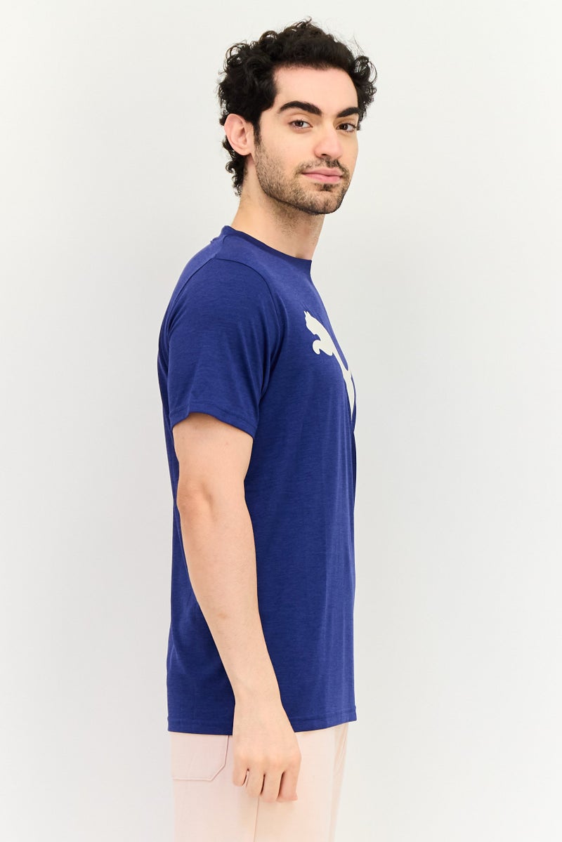 PUMA Men Regular Fit Brand Logo Short Sleeves Training T-Shirt, Navy - Image 2