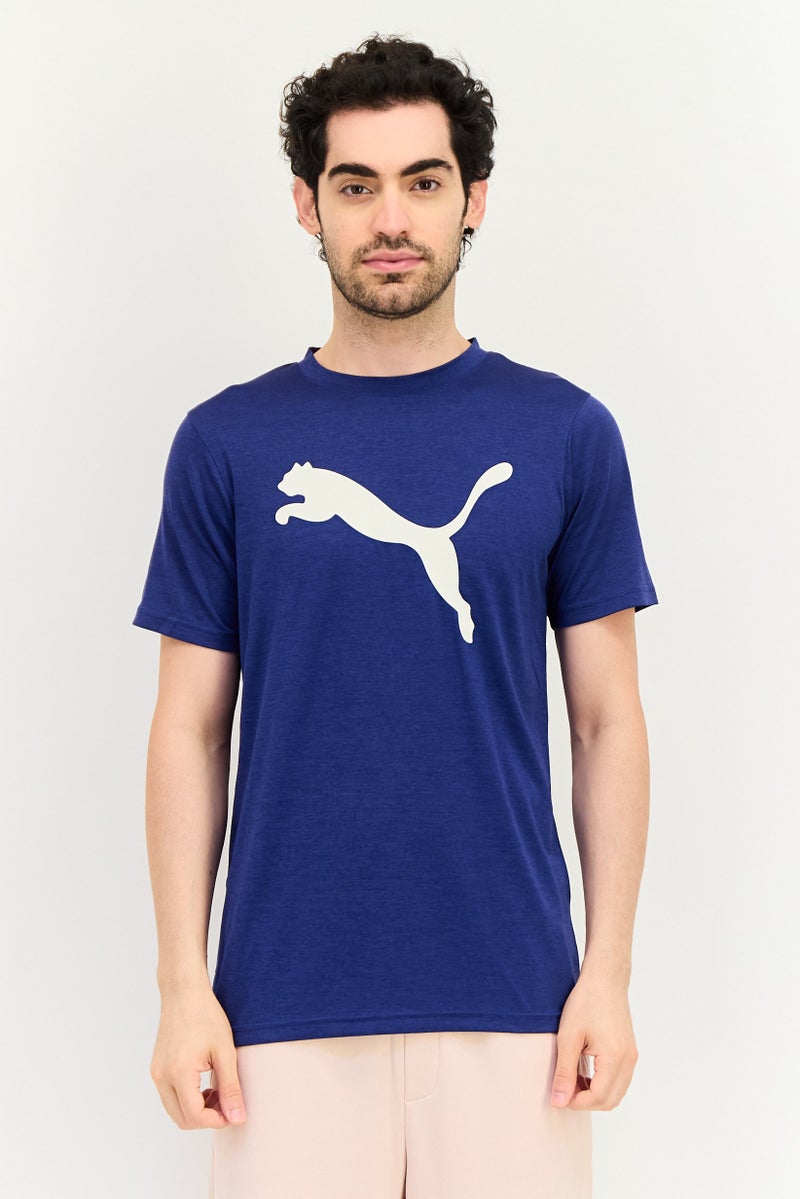 PUMA Men Regular Fit Brand Logo Short Sleeves Training T-Shirt, Navy - Image 1